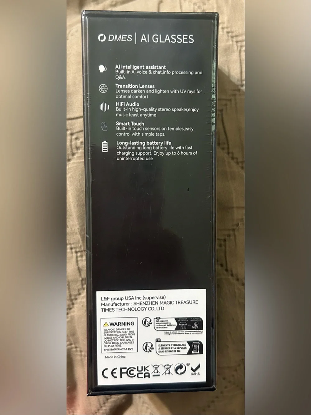 DMES SIX31-AI Smart Glasses Black - NIB Sealed Bluetooth Audio Eyewear
